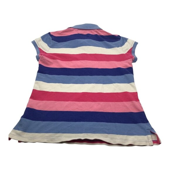 Tommy Hilfiger Girls Striped Polo Shirt L 12/14 Collared Short Sleeve Multicolor - Picture 2 of 10